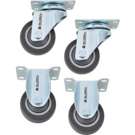 Global Industrial 3"" TPR Rubber Caster Kit For 6-8BU Plastic Bulk Box Truck 2 S