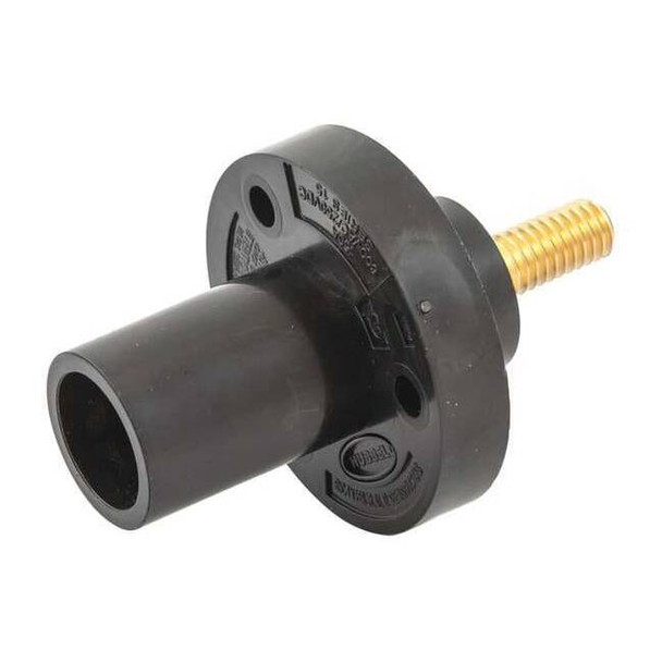 Hubbell Wiring Device-Kellems Receptacle,Single Pin,Male,Blk,Taper HBL15MRSBK
