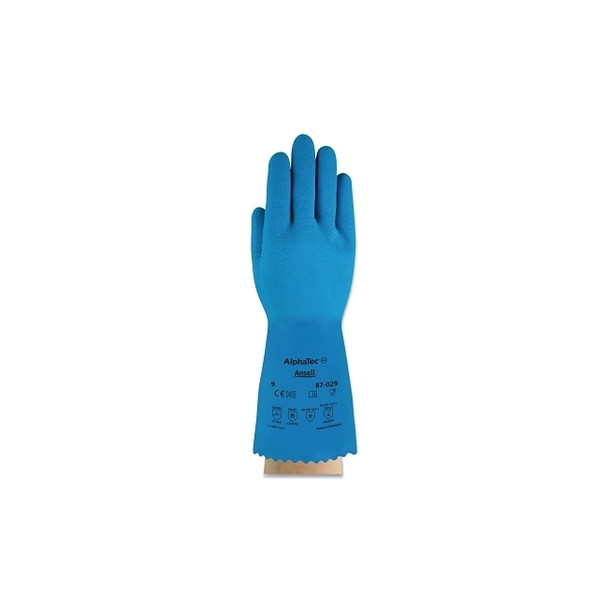 AlphaTec® 87-029 Natural Latex Rubber Glove, Size 9, Blue