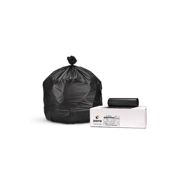 Trash Bags: 56 gal Capacity, 43 in x 48 in, 22 micron Thick, Black, 150 PK