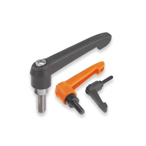 Adjustable Handle Size: 1, M06X10, Plastic, Black RAL 7021, Comp: Steel