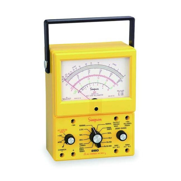 Simpson Electric Analog Multimeter, 1,000 V, 20 megaohm 260-8XI