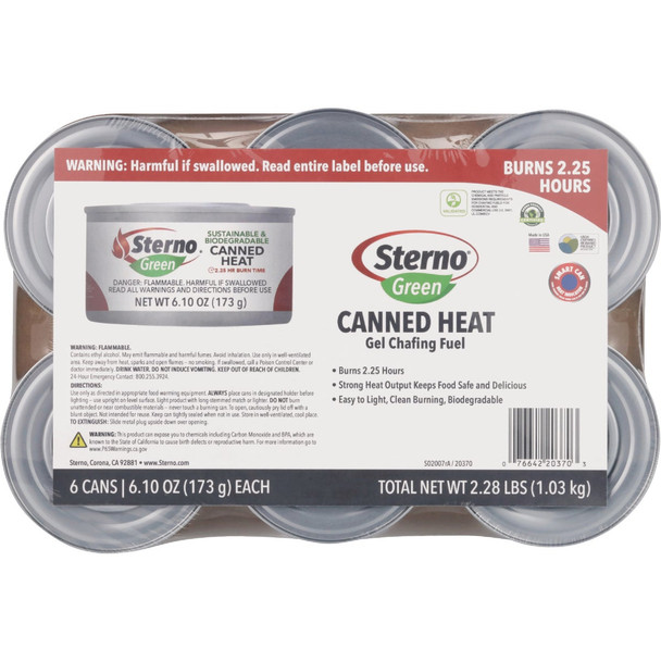 Sterno Canned Heat 6.10 Oz. Gel Chafing Fuel (6-Pack) 20370