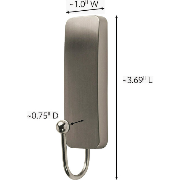 Command Medium Brushed Nickel Hook, 1 Hook, 2 Strips 17034BN-ES