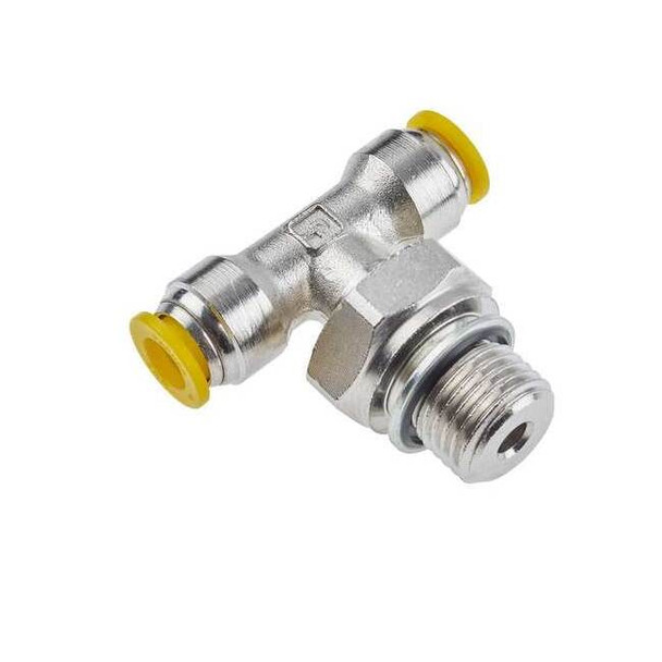 Parker Metric Metal Push-to-Connect Fitting, Brass, Silver 172PLP-10M-6G