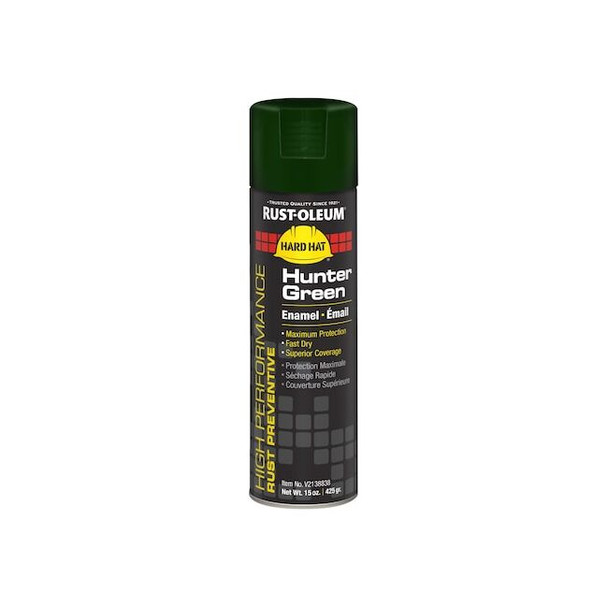 Rust Preventative Spray Paint, Hunter Green, Gloss, Solvent, 15 oz