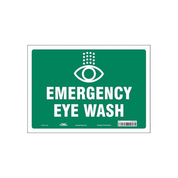 Emergency Eye Wash, 14 in W x 10 in H, Horizontal Rectangle, Vinyl, 470X86