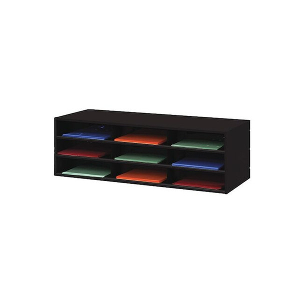 Durham Mfg Opening Horizontal Literature Rack, 9 openings, black 431-08