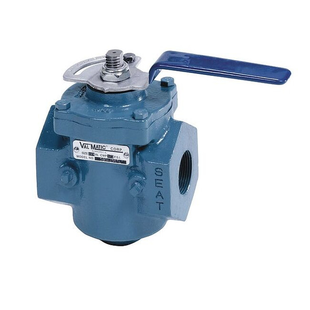 Val-Matic Plug Valve,2 In,Lever Operated,CI 58200T-CB5Y-L