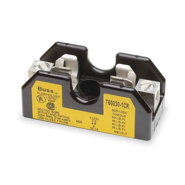 Open Fuse Block, T UL Class, 600V AC/DC Volt Rating, 1 Poles, Box Lug