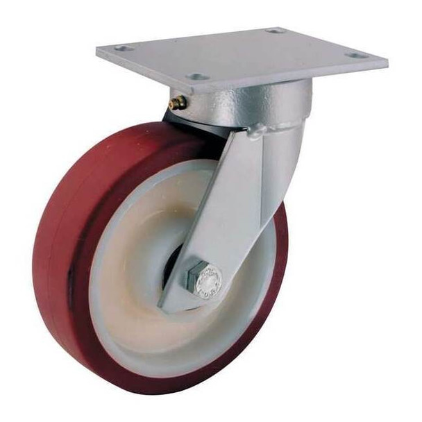 Kingpinless Plate Caster,Swivel,Poly,8 in,880 lb