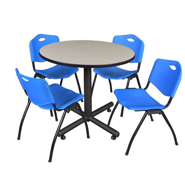 Kobe Round Table & Chair Set, Wood, Metal, Plastic Top, Maple