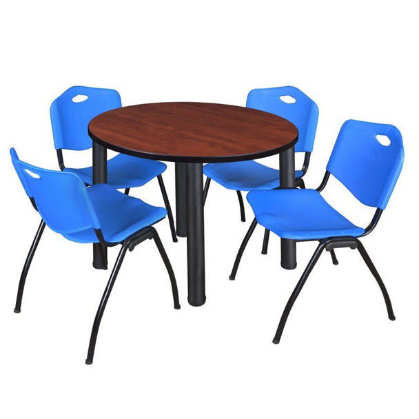 Kee Round Table & Chair Set, Wood, Metal, Plastic Top, Cherry