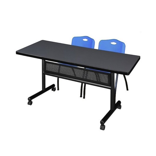 Kobe Rectangle FlipTop Table, 60" W, 29" H, Laminate Top, Gray MKFTM6030GY47BE