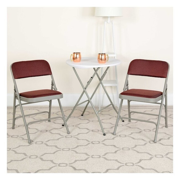 Flash Furniture Burgundy Fabric Metal Chair,PK2 2-AW-MC309AF-BG-GG