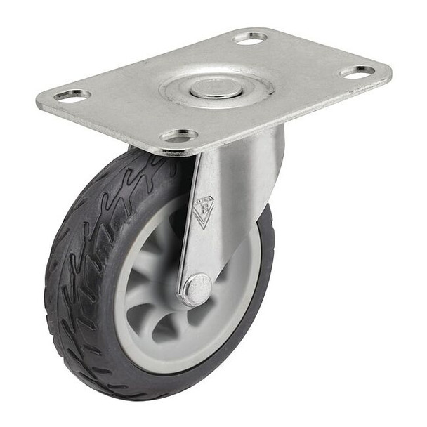 3" X 13/16" Rubber No-Matic Swivel Caster, No Brake, Loads Up To 110 lb