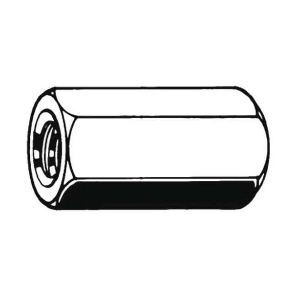Coupling Nut, M5-0.80, Steel, Zinc Plated, 15 mm Lg, 8 mm Hex Wd, 100 PK