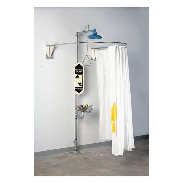 Privacy Curtain, Vinyl, White, For Use With, Shower with Eyewash