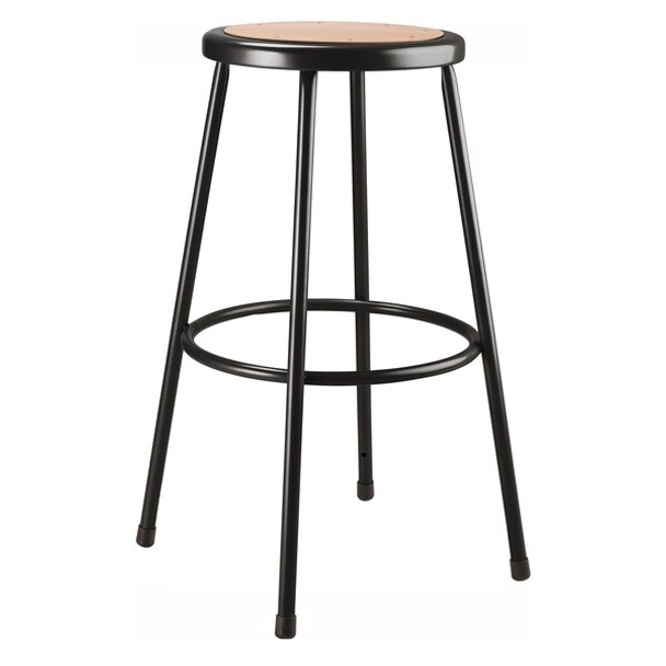 National Public Seating Blk Hardboard Stool,30",Welded Tube Leg 6230-10