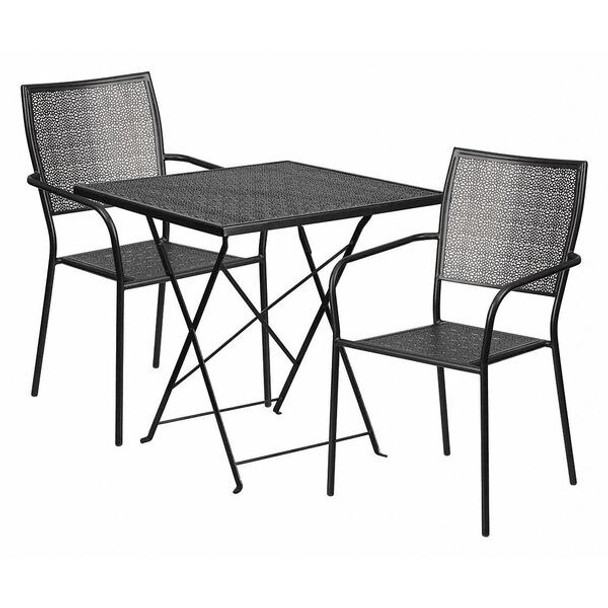 Flash Furniture Black Fold Patio Set,28SQ CO-28SQF-02CHR2-BK-GG