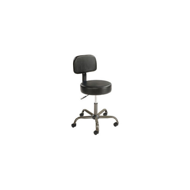 Interion AntiMicrobial Medical Stool with Backrest - Vinyl - Black