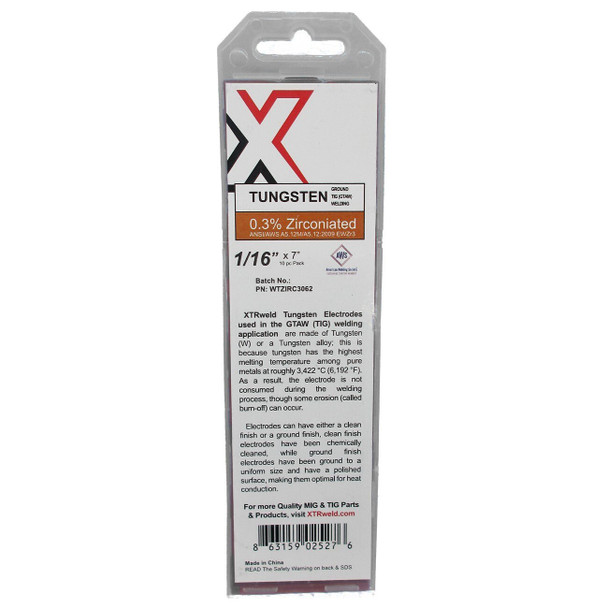 WTZIRC3040 XTRweld 0.3% Zirconiated Tungsten Electrode, 0.040, Brown, 10 Piece