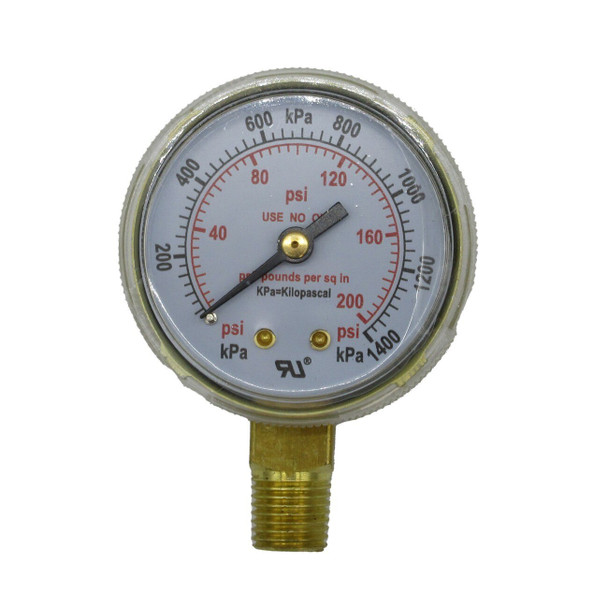 PG20200 XTRweld Pressure Gauge, 2in, 200 PSI/kPa, 1/4NPT, Brass