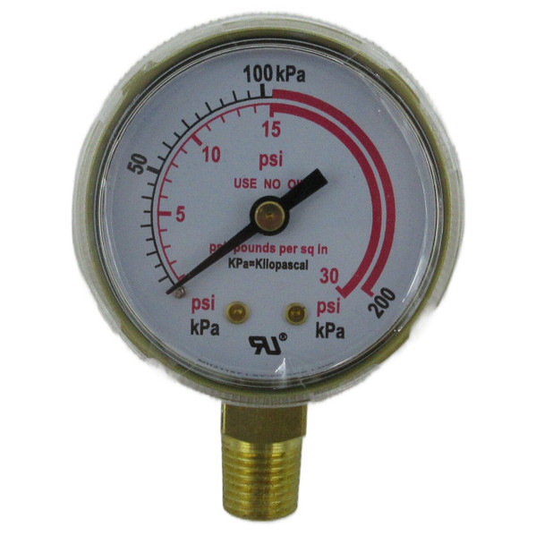PG2030RL XTRweld Pressure Gauge, 2in, 30PSI/kPa, 1/4NPT, Brass