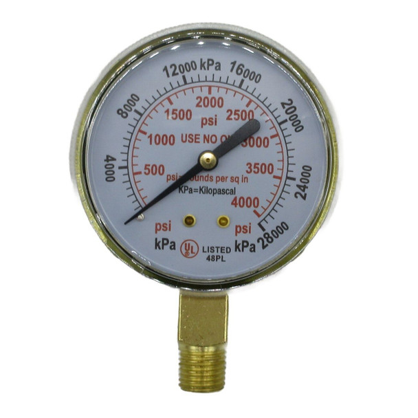 PG254000 XTRweld Pressure Gauge, 2.5in, 4000 PSI/kPa, 1/4NPT, Brass