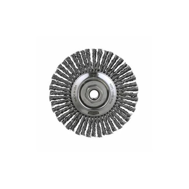 99084 Osborn STRINGER BEAD KNOT WIRE WHEEL (6" ODx.020" STEELx5/8-11 NC AH){Clamshell}