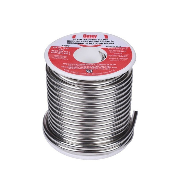 23001 Oatey Solder,1 lb-.117" DIA,Silver lead free