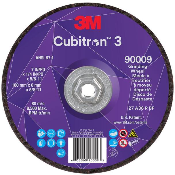 7100312965 Cubitron™ 3 Depressed Center Grinding Wheel, 7 Inch Dia, 1/4 Inch