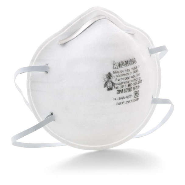 7000052787 3M™ 8200, Disposable Respirator, Standard, N95, White, Cup