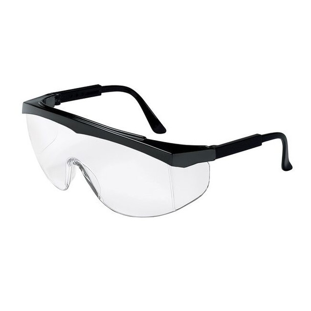 SS010 MCR Safety SS1 Series Safety Glasses, Clear Lens, Nylon Black Temple