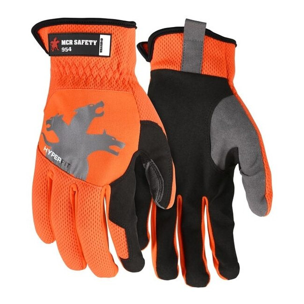954M MCR Safety Mechanics Gloves, Medium, Synthetic, Black, Slip-On - Open Cuff
