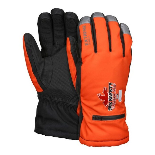 983L MCR Safety Mechanics Gloves, Large, Synthetic, Black/Orange