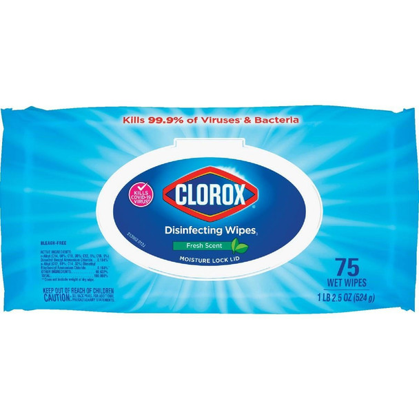 31430 Clorox Fresh Scent Disinfecting Cleaning Wipes Flexpack (75-Count)