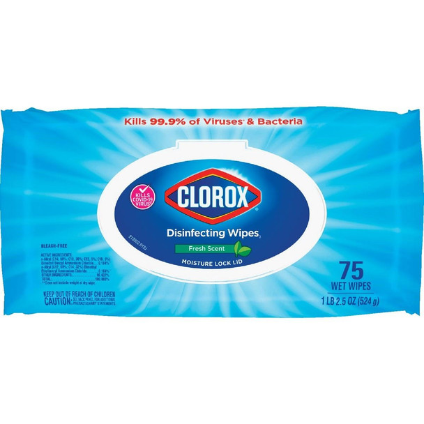 31430 Clorox Fresh Scent Disinfecting Cleaning Wipes Flexpack (75-Count)