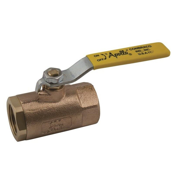 70-101-01 Apollo Bronze Ball Valve,1/4",Non-Locking Handle,L 2",Working PSI 600