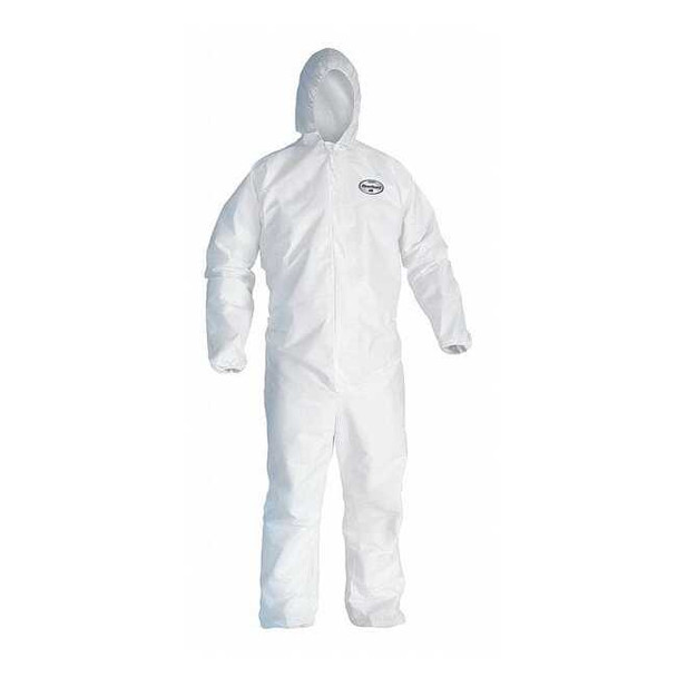 Kleenguard Hooded Disposable Coveralls, 2XL, White, zipper 41507