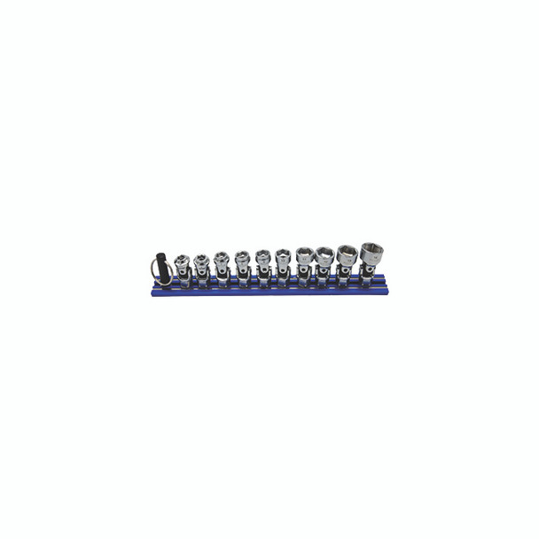 10PC DUAL DRIVE AND SPRING LOADED STUBBY UNIVERSAL SOCKET SET - METRIC 6PT DDSUJM400