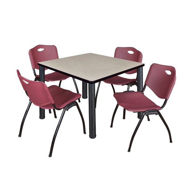 Kee Square Table & Chair Set, Wood, Metal, Plastic Top, Maple