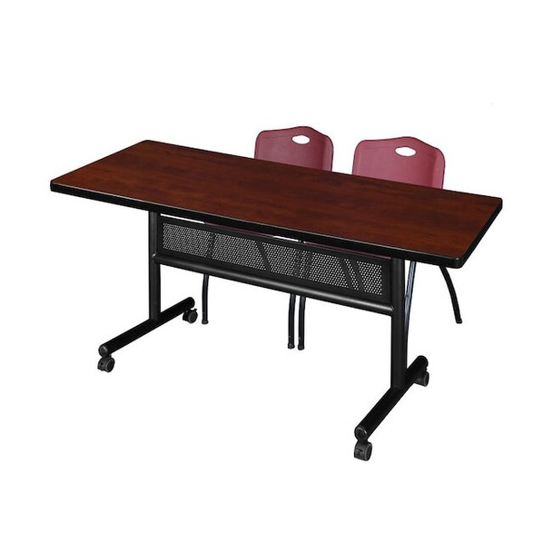 Kobe Rectangle FlipTop Table, 72" W, 29" H, Laminate Top, Cherry MKFTM7230CH47BY