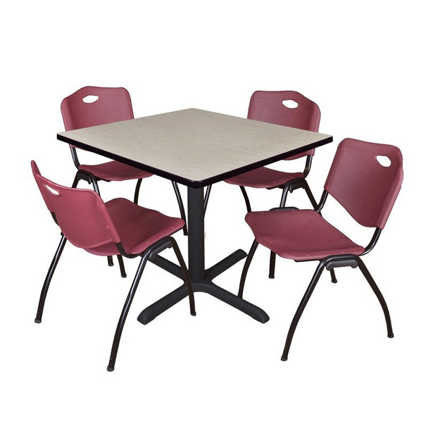 Cain Cain Square Table & Chair Set, Wood, Metal, Plastic Top, Maple TB3636PL47BY