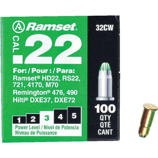 Ramset .22 Caliber Level 3 Green Powder Load (100-Pack) 00601