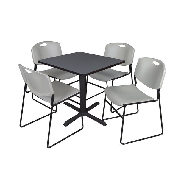 Cain Cain Square Table & Chair Set, Wood, Metal, Polypropylene Top TB3030GY44GY