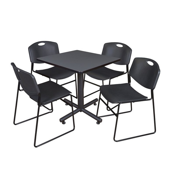 Kobe Kobe Square Table & Chair Set, Wood, Metal, Polypropylene Top TKB3030GY44BK