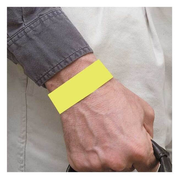 Brady ID Wristband, Polyethylene, 1 in W, Yellow, 500 PK 95099