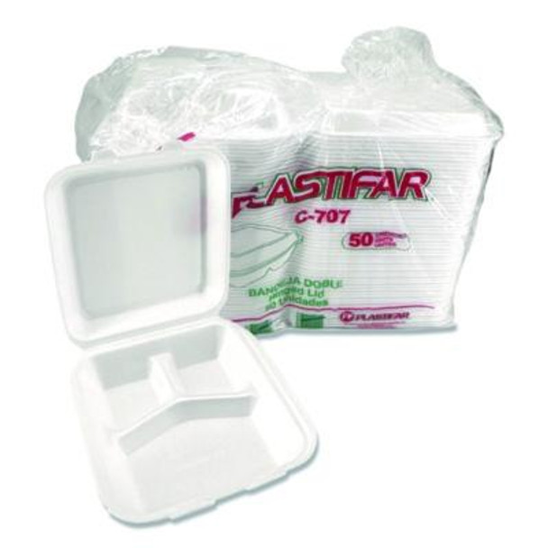 Plastifar CONTAINER,7X7,HINGD,3C,WH 12109