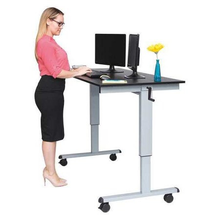 60" High Speed Crank Adjustable Stand Up Desk - Silver / Black